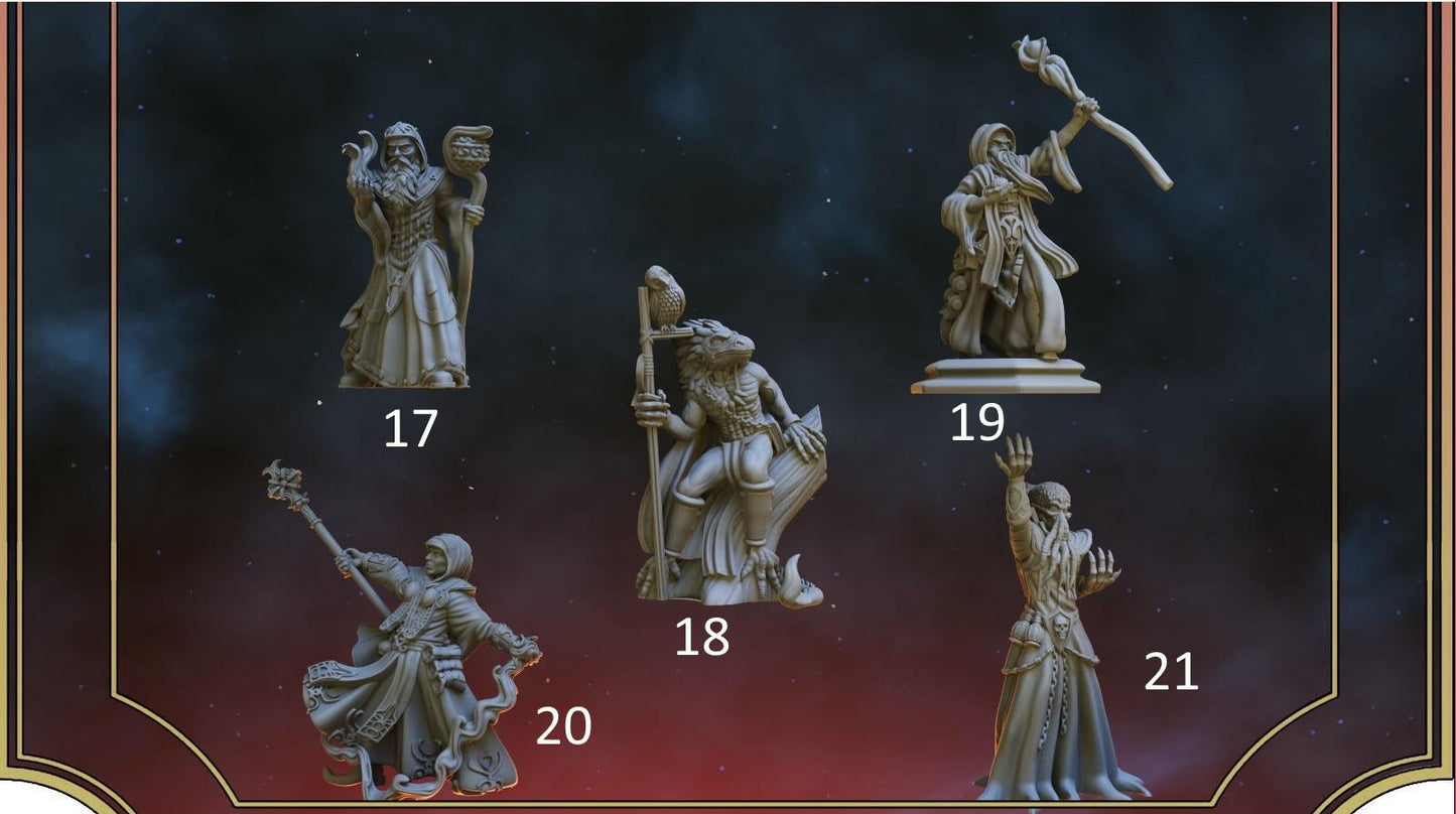 Wizard, Warlock, Sorcerer, Spellcaster Player Character Miniatures