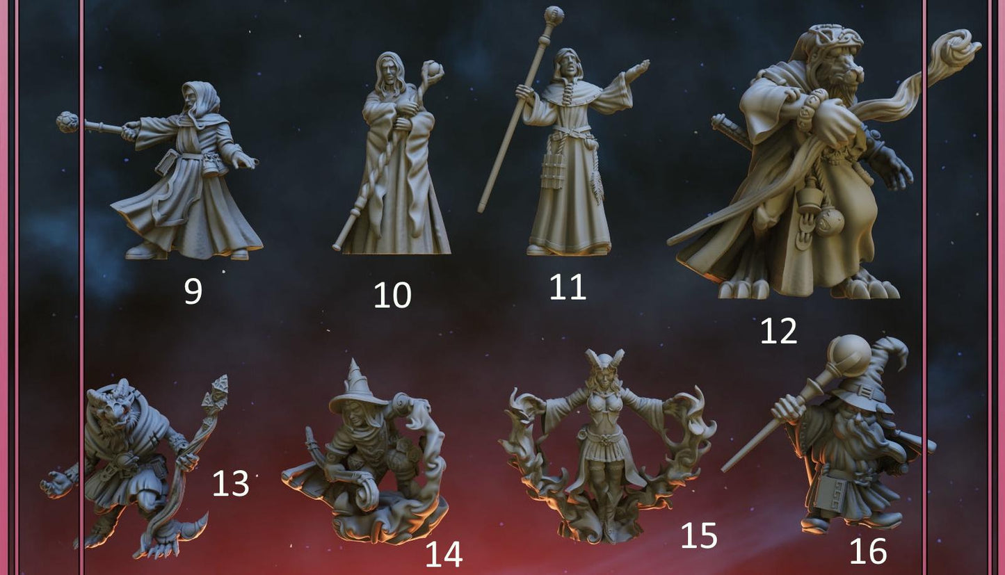 Wizard, Warlock, Sorcerer, Spellcaster Player Character Miniatures
