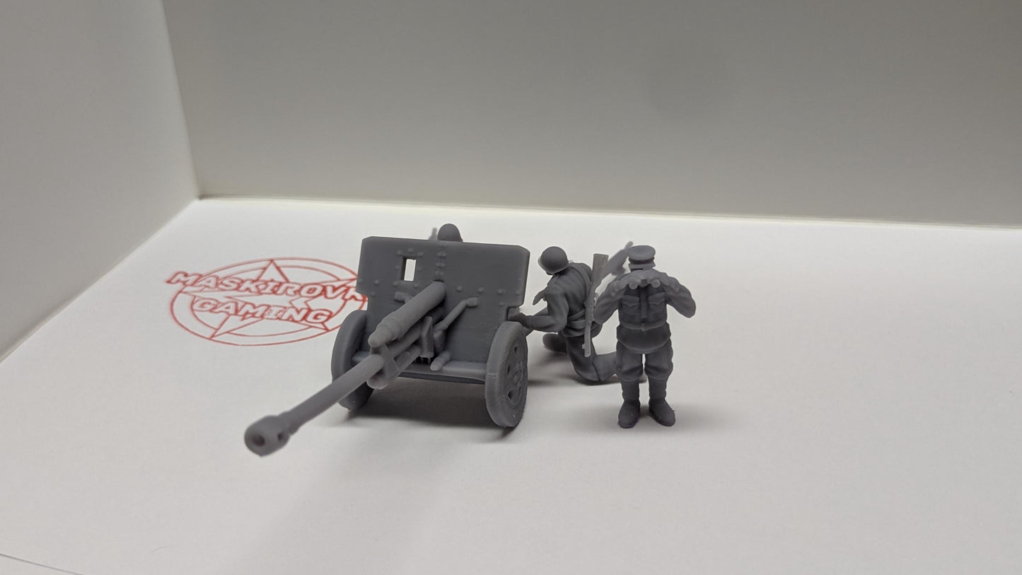 WWII Soviet 28mm 1/56 ZiS-3 Anti-Tank Field Gun & Artillery Team