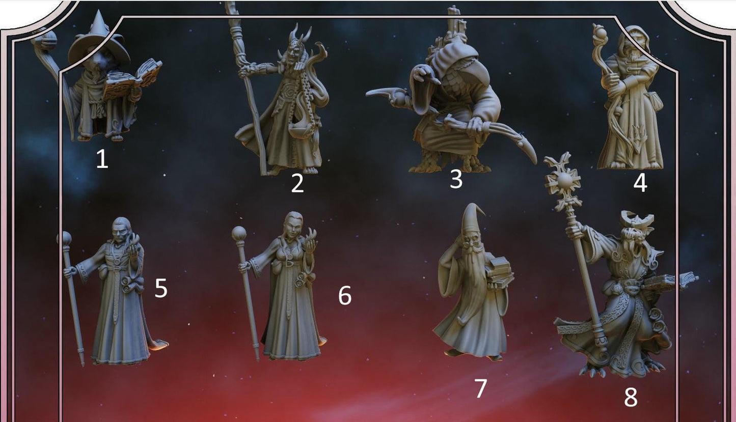 Wizard, Warlock, Sorcerer, Spellcaster Player Character Miniatures