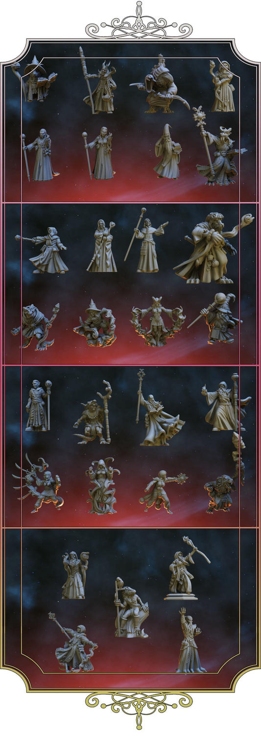 Wizard, Warlock, Sorcerer, Spellcaster Player Character Miniatures