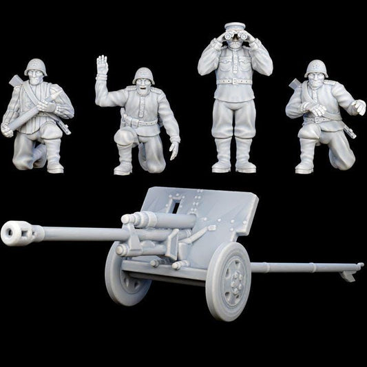 WWII Soviet 28mm 1/56 ZiS-3 Anti-Tank Field Gun & Artillery Team