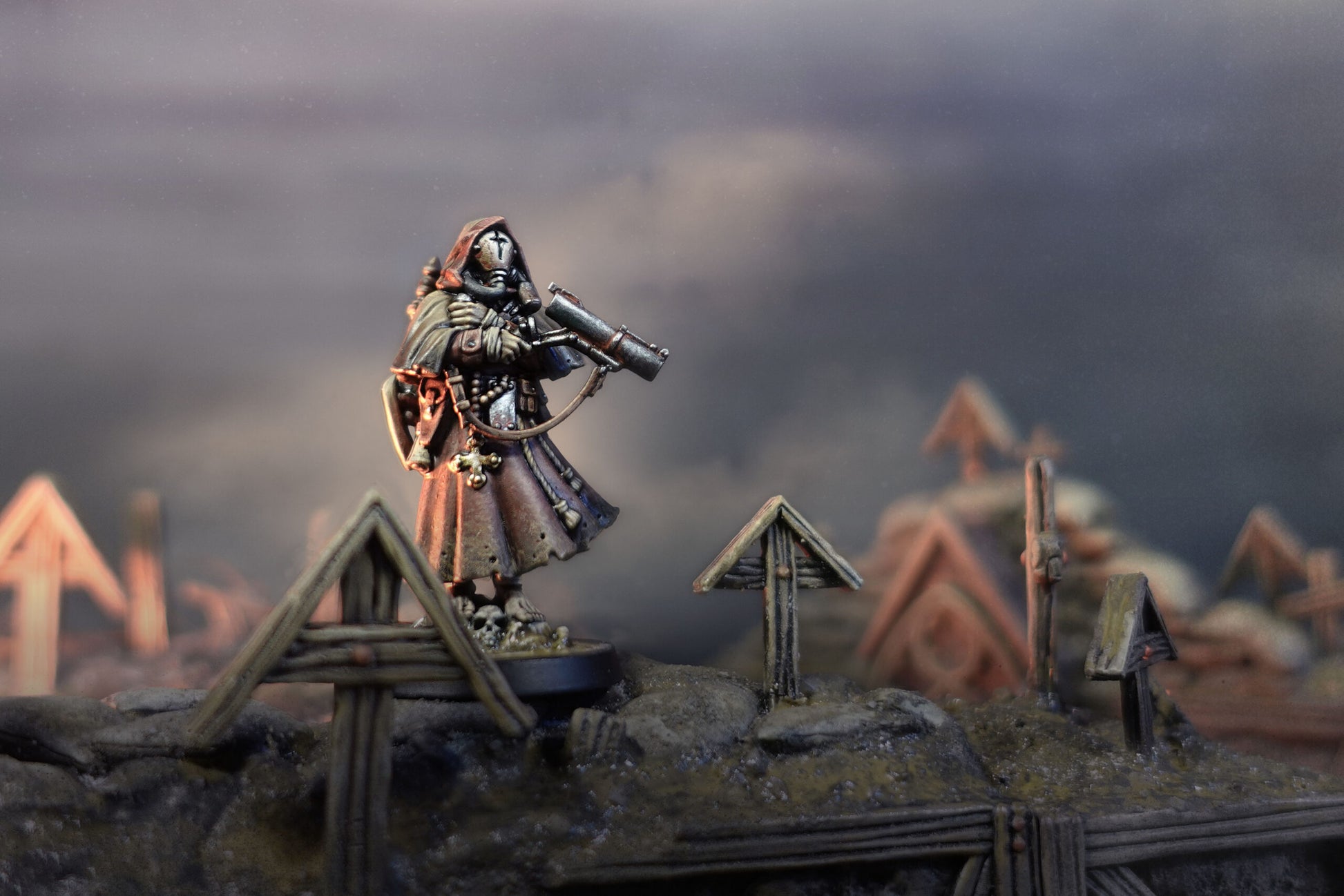 Sniper Priest painted in trench scenery