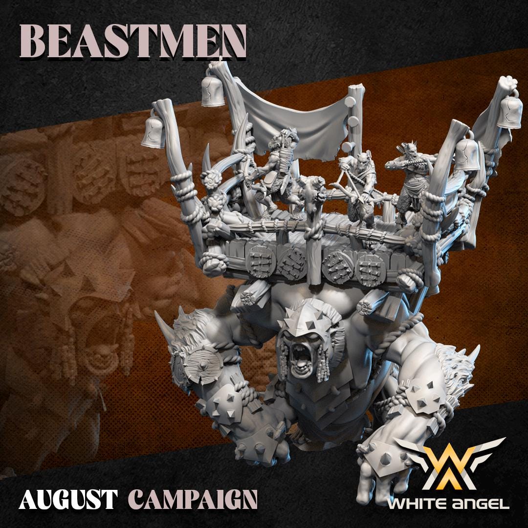 Beastmen Armored Assault Beast - Chaotic Troll and Crew