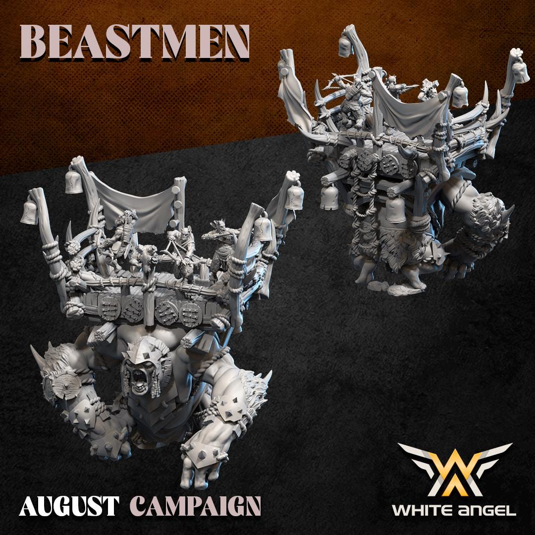 Beastmen Armored Assault Beast - Chaotic Troll and Crew