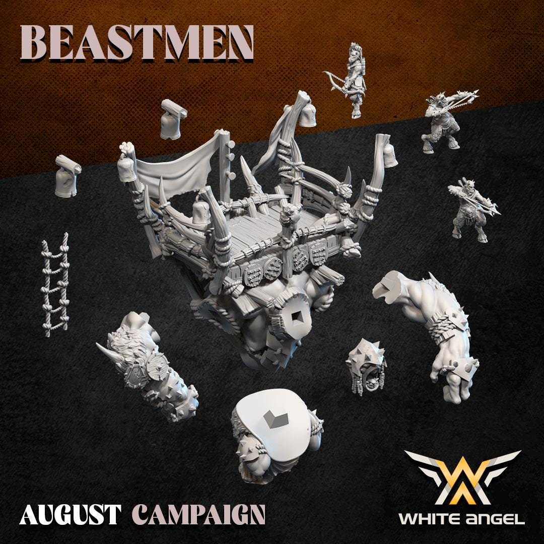 Beastmen Armored Assault Beast - Chaotic Troll and Crew