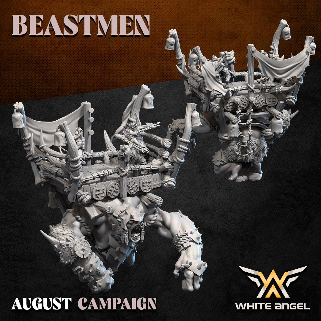 Beastmen Armored Assault Beast - Chaotic Troll and Crew