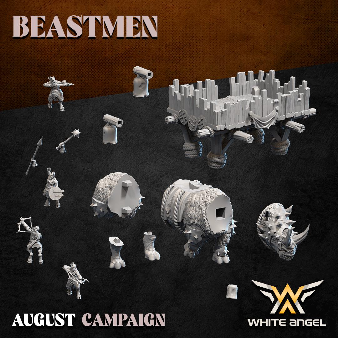 Beastmen Siege Rhino - War Beast and Crew
