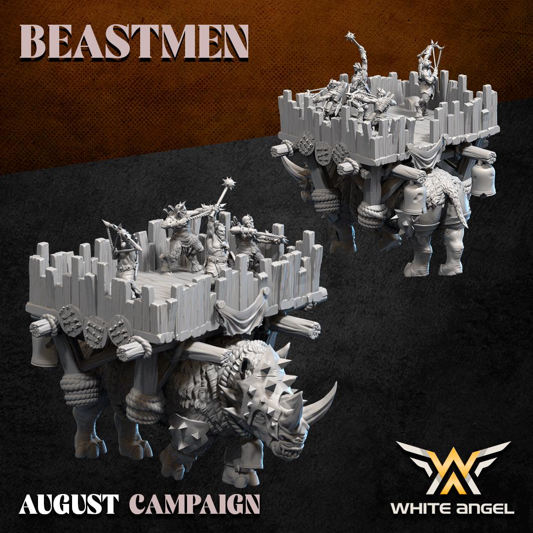 Beastmen Siege Rhino - War Beast and Crew
